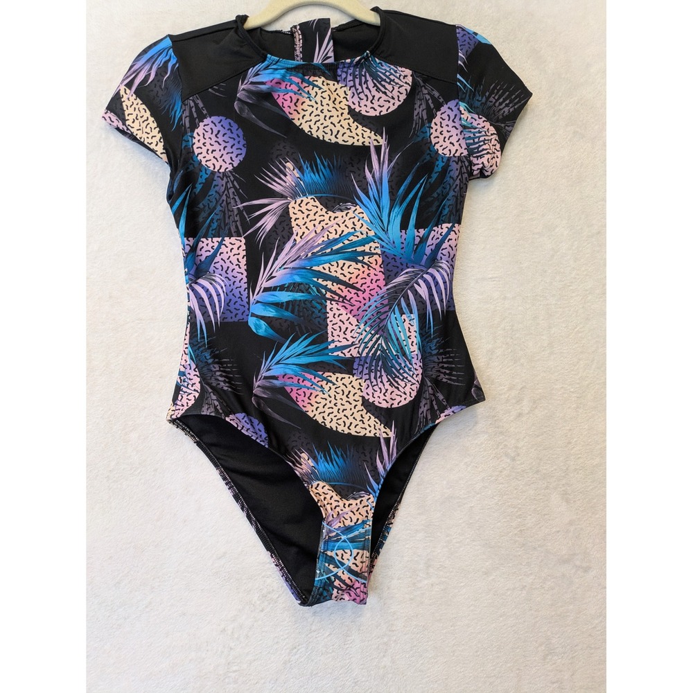 ASOS Women's Size‎ 4 Tropical Memphis Print One Piece Swimsuit Short Sleeve